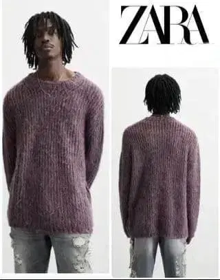 ZARA 데미지 모헤어 니트 XL