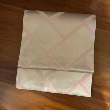 기하학 패턴 후쿠로 오비 베이지 골드 핑크