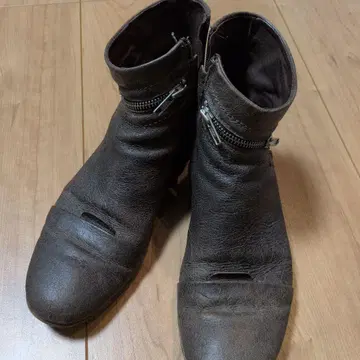 다크 브라운 가죽 사이드 고어 부츠