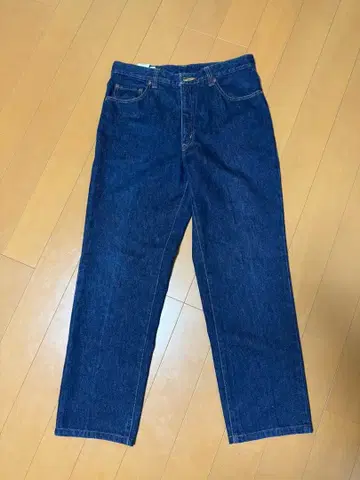 BLUE WAY 스트레이트 데님 USA 다크 네이비 90s 가죽 패치