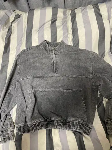 ZARA 그레이 데님 하프 지퍼 자켓