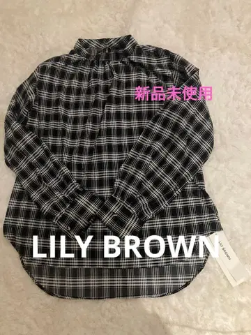 Lily Brown 체크 무늬 긴팔 블라우스