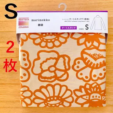 2장 히트텍 터틀넥T 오렌지 패턴 S 유니클로 마리메꼬