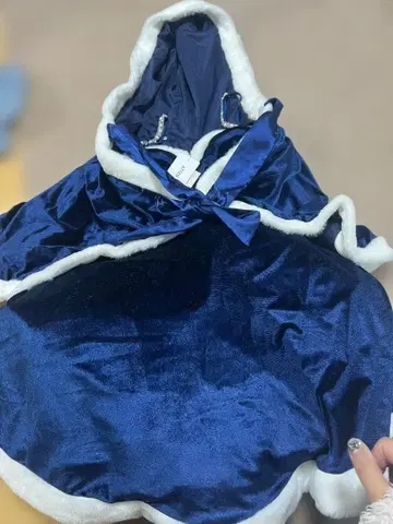 산타 코스프레 블루 미사용 벨벳 후드 부착 슈가 나인