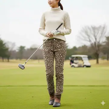 뉴발란스 골프 발열 팬츠 여성용 레오파드 의류 스트레치