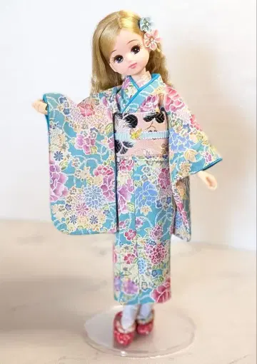 리카짱 기모노 5세트 스카이블루 핸드메이드