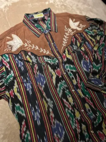 [ 70s ] THE Billy 웨스턴 셔츠 두꺼운 원단 자수