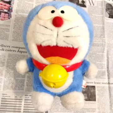 쇼와 레트로 초 레어 도라에몽 21cm 봉제 인형 방울 벨트 포함