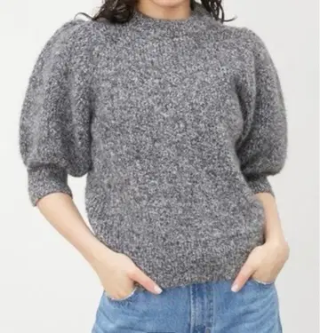 Mila Owen 샤기 퍼프 슬리브 니트 풀오버