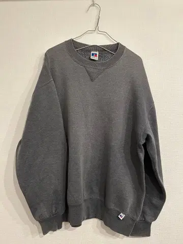 90s USA RUSSELL 앞V 맨투맨 L 멜란지 그레이