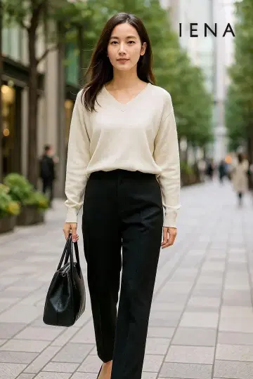 새상품급! 심플! IENA 울 혼방 깔끔한 와이드 팬츠
