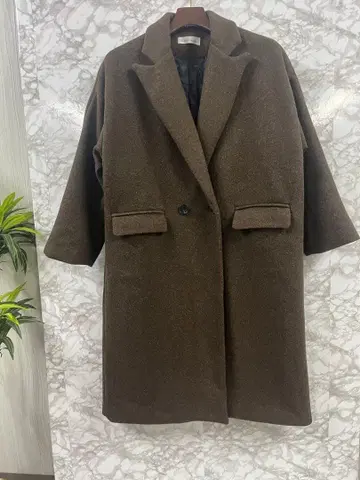 새상품급! Birthdayroom 브라운 드롭 숄더 롱 코트