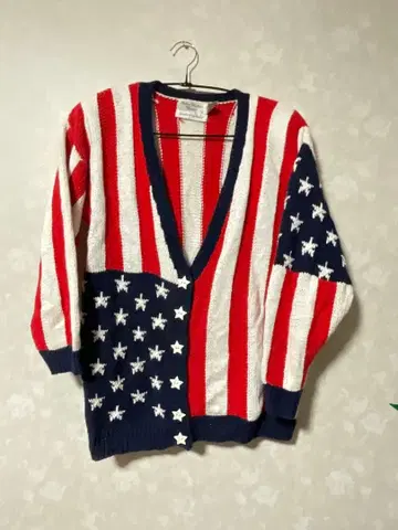 올 패턴 구제 의류 성조기 디자인 가디건 L