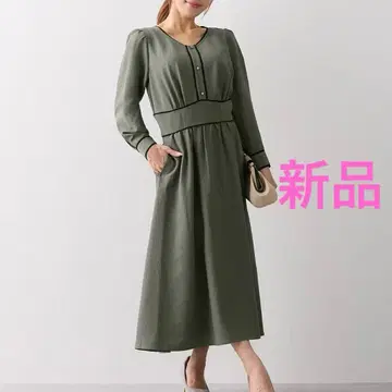 [ 새상품 ] 니센 글래머 코르셋풍 파이핑 긴팔 원피스