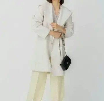 23구 후드 부착 울 리버 롱 코트