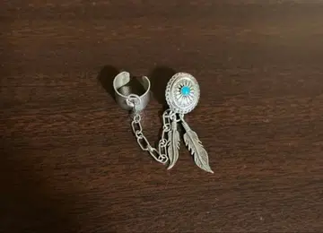 귀걸이 한쪽용 이어커프 체인 실버 터콰이즈 에스닉 동양풍