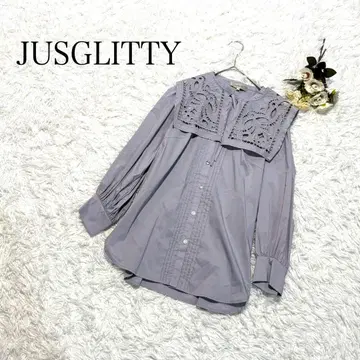 JUSGLITTY 저스길리티 자수 옷깃 블라우스 2way 퍼플