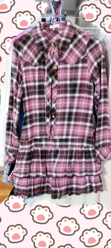 LIZ LISA 공주 핑크 계열 원피스 체크 무늬 헤이세이