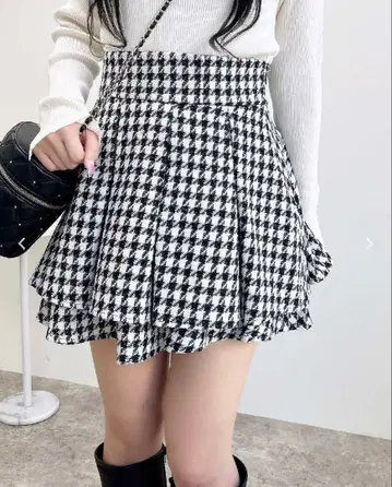 INGNI 트위드 턱 미니 플레어 스커트