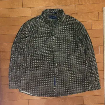 ANDREW FEZZA 기하학 패턴 버튼 긴팔 셔츠 빈티지