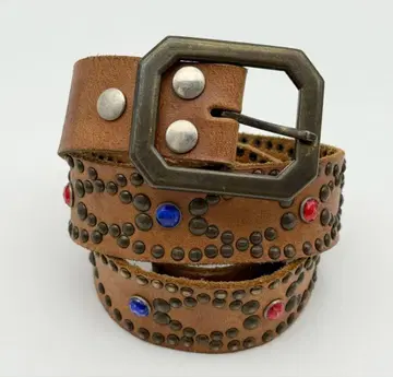 스터드 가죽 벨트 빨파 스톤 빈티지풍 락 스타일 아메카지 하드 스타일