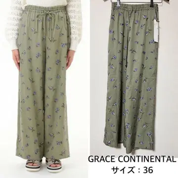 새상품 GRACE CONTINENTAL 작은 꽃 자수 이지 팬츠