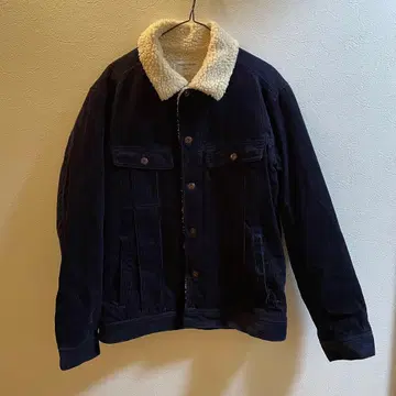 프릭스스토어 다크 네이비 코듀로이 보아 옷깃 자켓