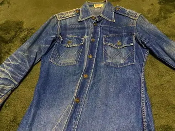 레어 격렬한 물빠짐! 70' 빈티지 EDWIN 데님 셔츠 일본산 빅존