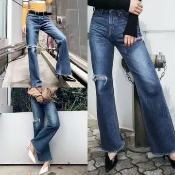 GYDA 세미 플레어 크러쉬 데님 팬츠