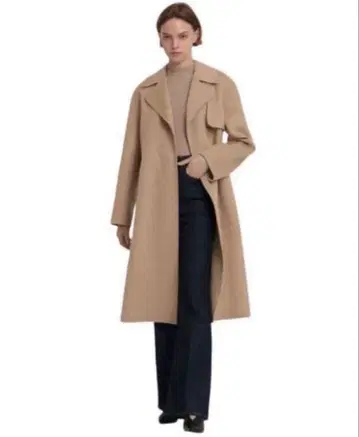 새상품급 띠어리 캐시미어 혼방 랩 트렌치코트 벨트 베이지