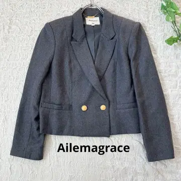 Ailemagrace* 크롭 테일러드 더블 자켓 울 골드 버튼