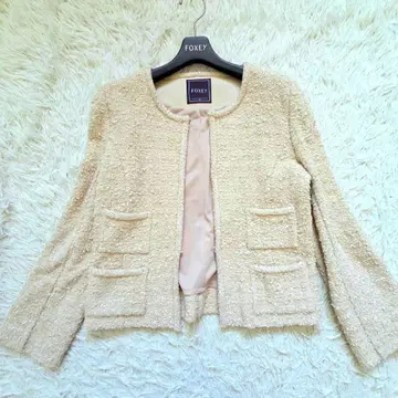 폭시 FOXEY 트위드 노카라 자켓 포멀 세레모니