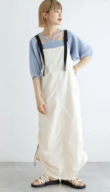 w closet 숄더 벨트 사이드 드로스트 원피스 미사용품