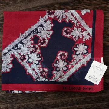 [미사용 새상품] HANAEMORI 꽃무늬 스톨 빨간색 네이비