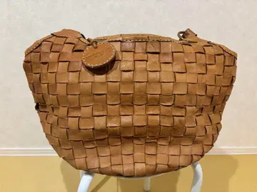 주케로 휠라토 브라운 가죽 뜨개질 토트백