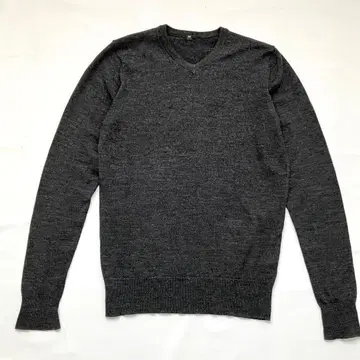 [ 무인양품 ] 울 실크 차콜 그레이 V넥 니트