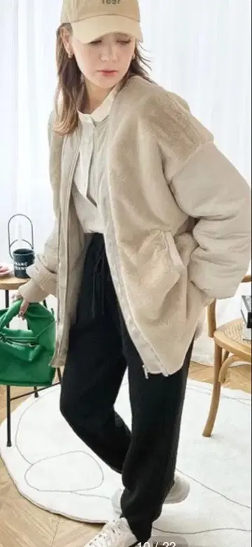 classicalelf 인조 모피 도킹 충전솜 지퍼 블루종