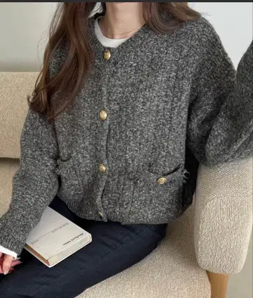 골드 버튼 트위드 숏 자켓 가디건