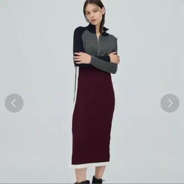 A+TOKYO 하프 지퍼 컬러 블록 니트 원피스 CITY TOKYO