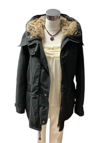 HERE'S 퍼 달린 모즈 코트 블랙