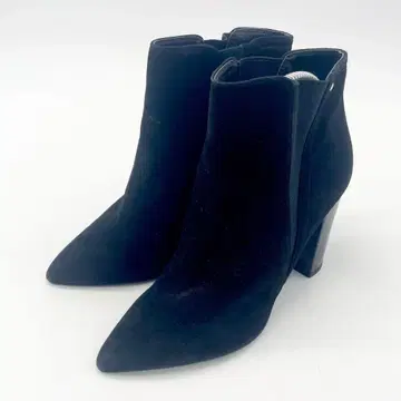 DIANA 숏부츠 스웨이드 사이드 고어 스틸레토 블랙