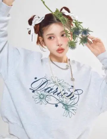 거베라 모티브 풀오버 라이트 그레이