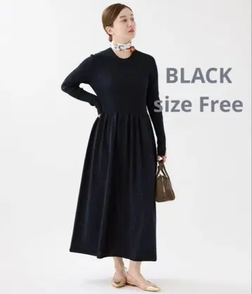 택 포함 새상품 이에나 홀 리브 개더 원피스 블랙