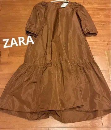 ZARA 퍼프 슬리브 원피스 브라운