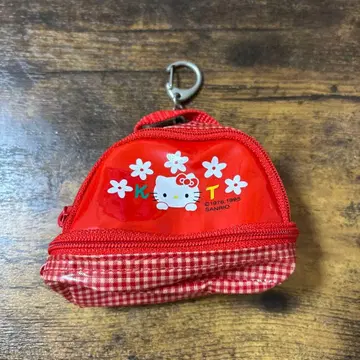 키티 동전 지갑 백 헤이세이 레트로 빨간색 체크 키링