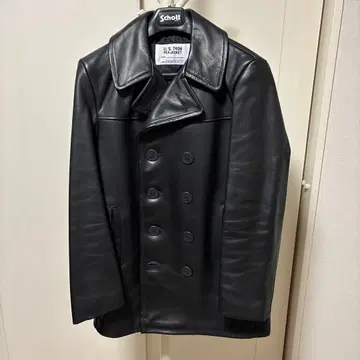 Schott U.S. 740N 블랙 가죽 P 코트 34