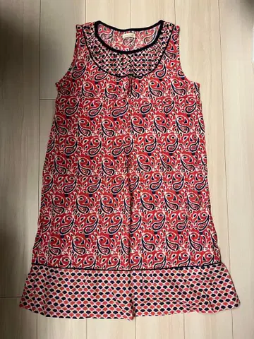 페이즐리 무늬 슬리브리스 원피스