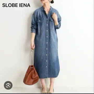 SLOBE IENA Le 데님 밴드 카라 원피스