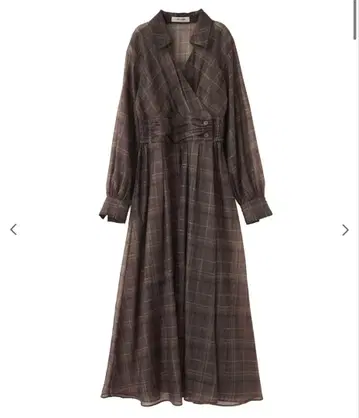 체크 무늬 롱 원피스 ( 시어 소재 )