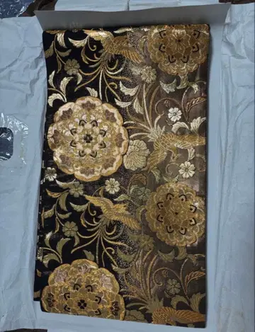 기모노 오비 금 블랙